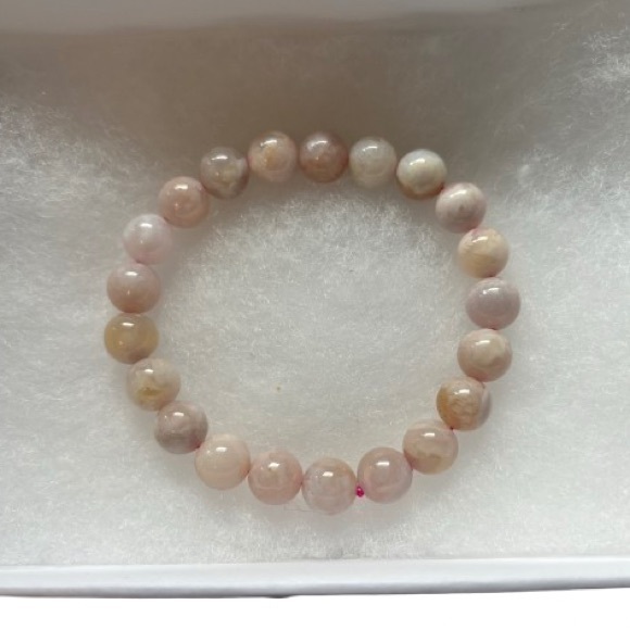 NWT 8mm Flower Agate Amazonite Rose Quartz Beaded Stretch Bracelets - Picture 4 of 6